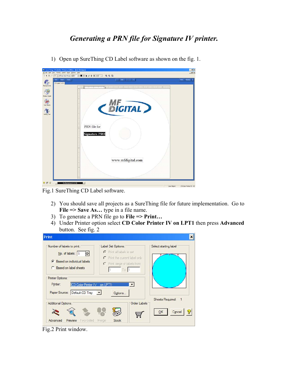 MF Digital Signature IV Test PRN File User Manual | 2 pages