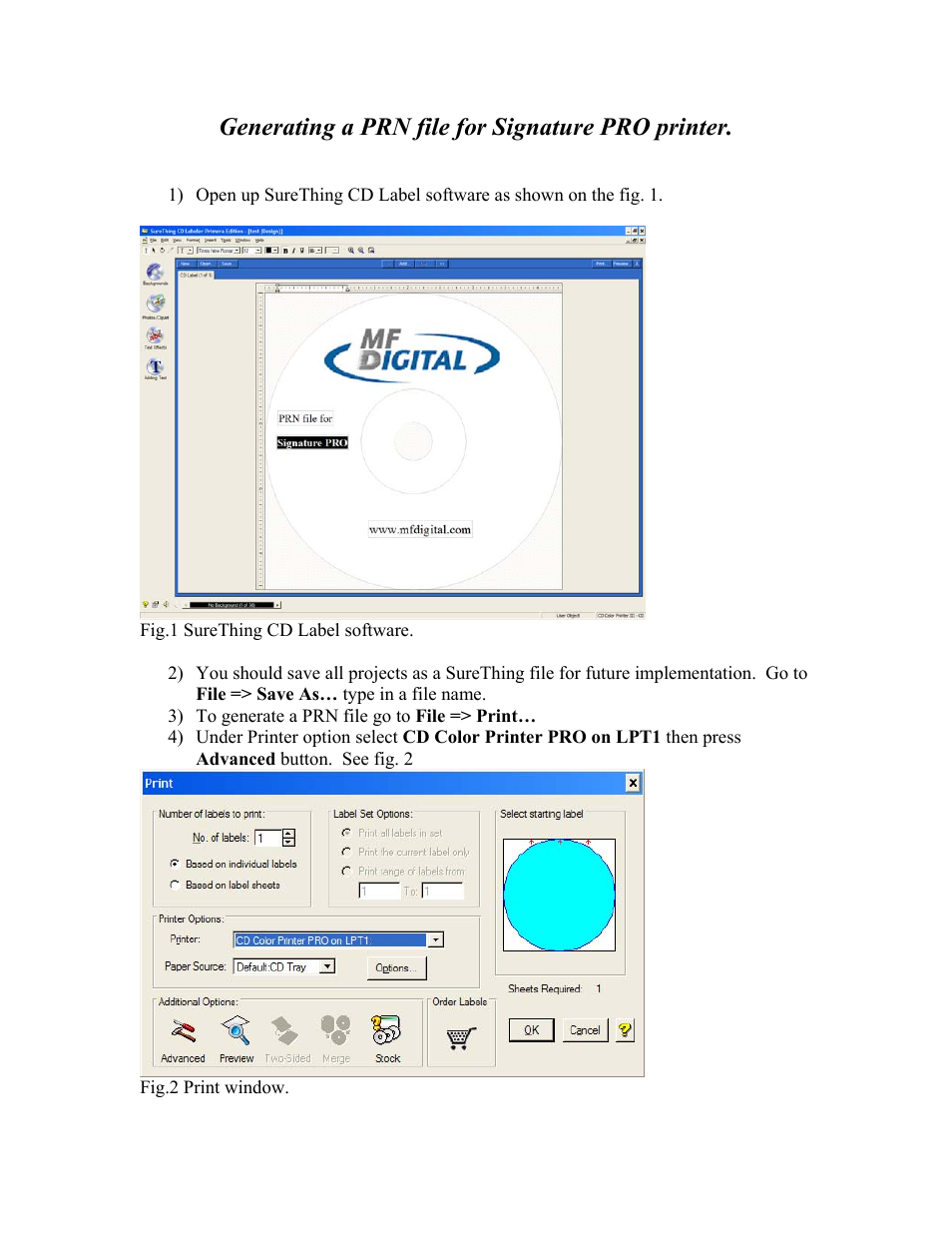 MF Digital Signature Pro Test PRN File User Manual | 2 pages