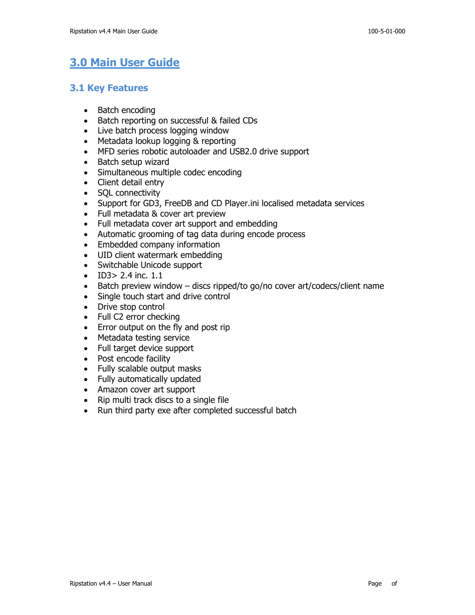 0 main user guide, Eatures | MF Digital Ripstation v4.4.15.0 User Manual | Page 11 / 34