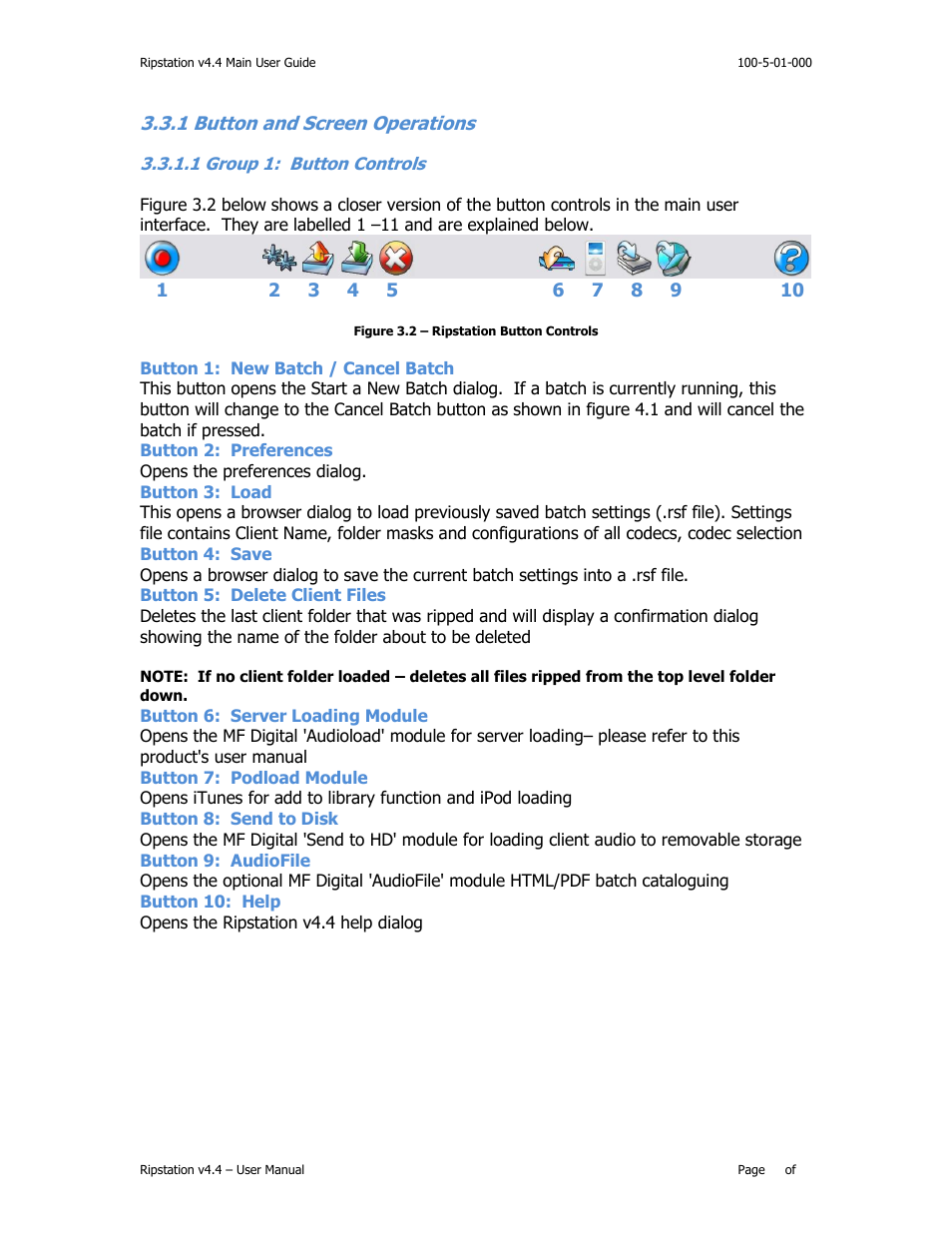 Utton and, Creen, Perations | 1 group 1: button controls | MF Digital Ripstation v4.4.15.0 User Manual | Page 14 / 34
