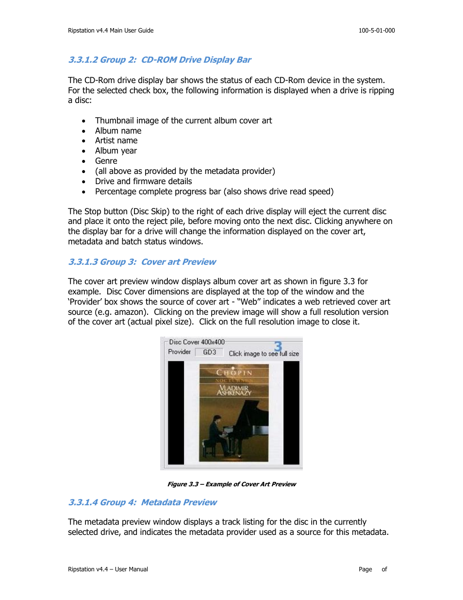 2 group 2: cd-rom drive display bar, 3 group 3: cover art preview, 4 group 4: metadata preview | MF Digital Ripstation v4.4.15.0 User Manual | Page 15 / 34