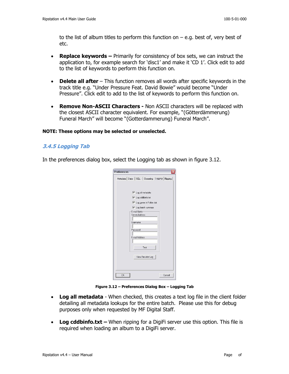 5 logging tab | MF Digital Ripstation v4.4.15.0 User Manual | Page 23 / 34
