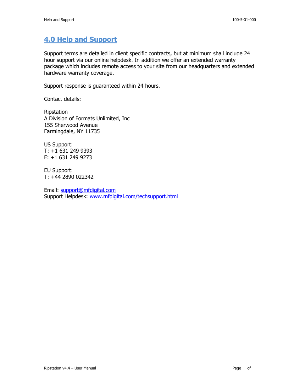 0 help and support | MF Digital Ripstation v4.4.15.0 User Manual | Page 34 / 34
