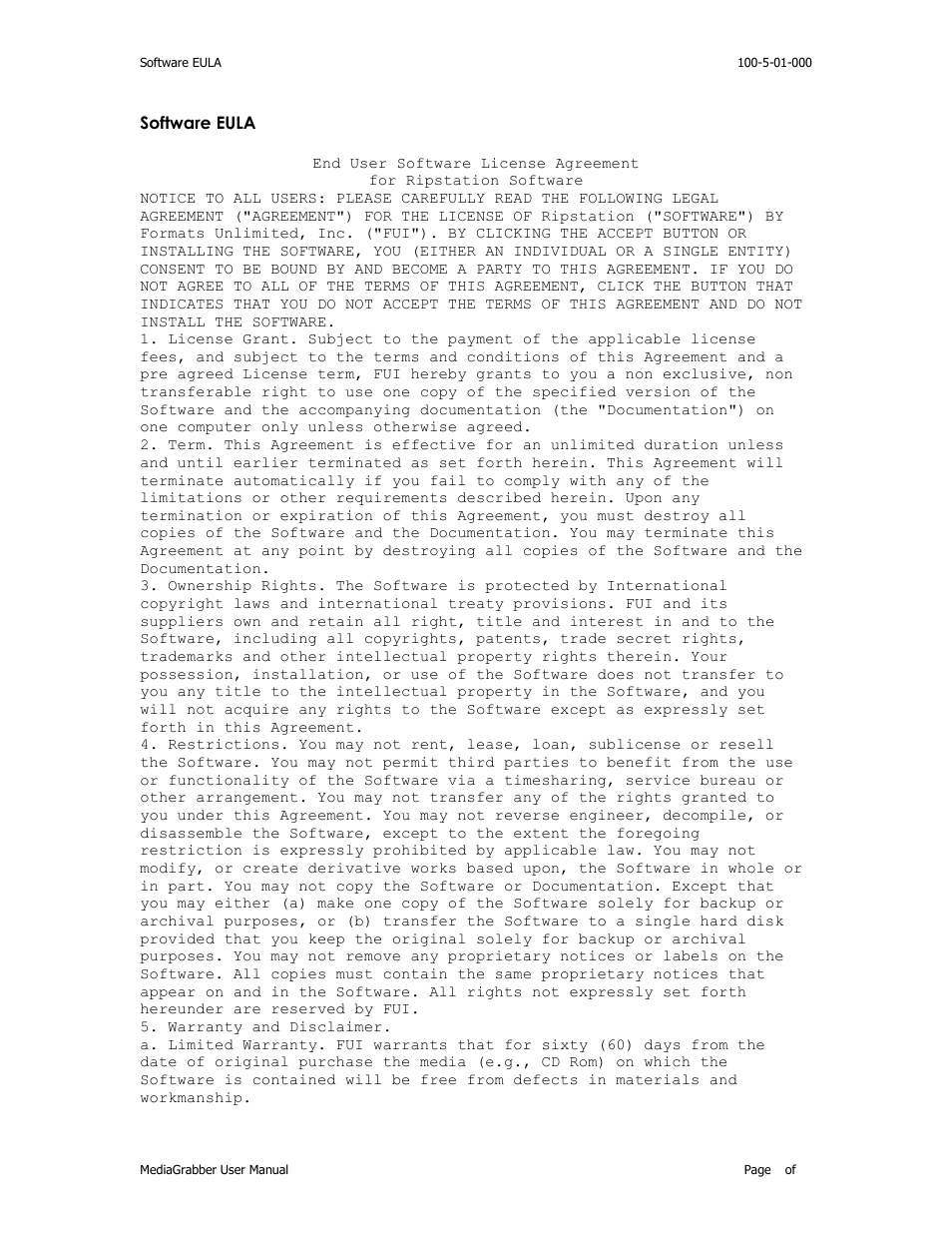 Software eula | MF Digital Ripstation MediaGrabber V1.0.35.0 User Manual | Page 3 / 28