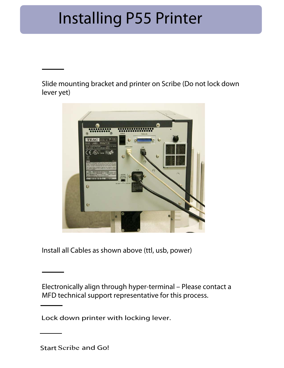 Installing p55 printer | MF Digital DIRECTOR 2600 User Manual | Page 7 / 8