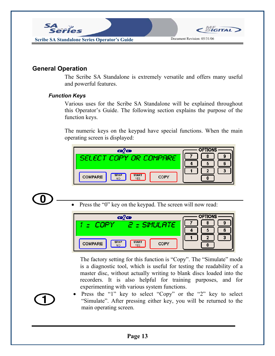 Page 13, General operation | MF Digital SCRIBE SA 3000 User Manual | Page 13 / 72