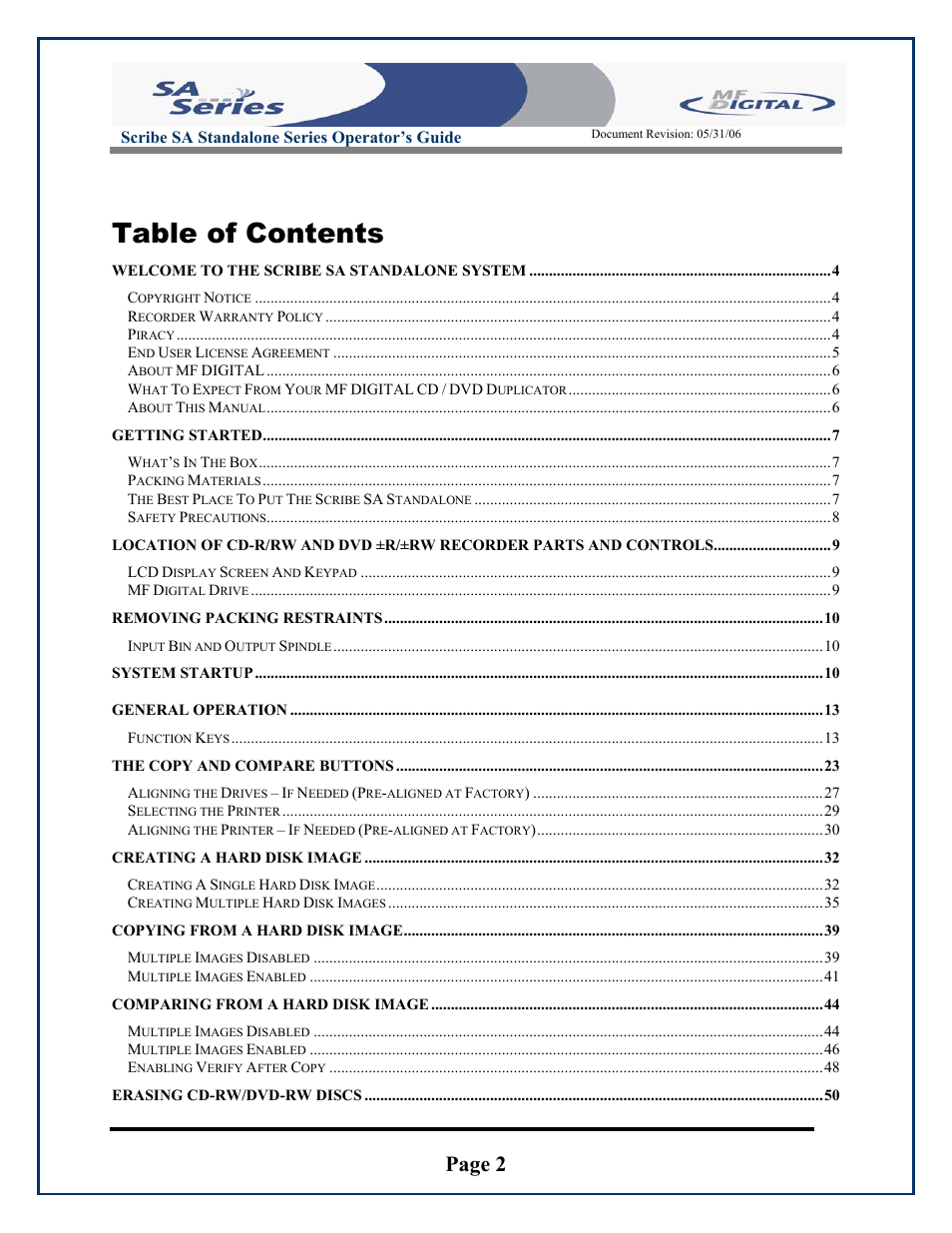 MF Digital SCRIBE SA 3000 User Manual | Page 2 / 72