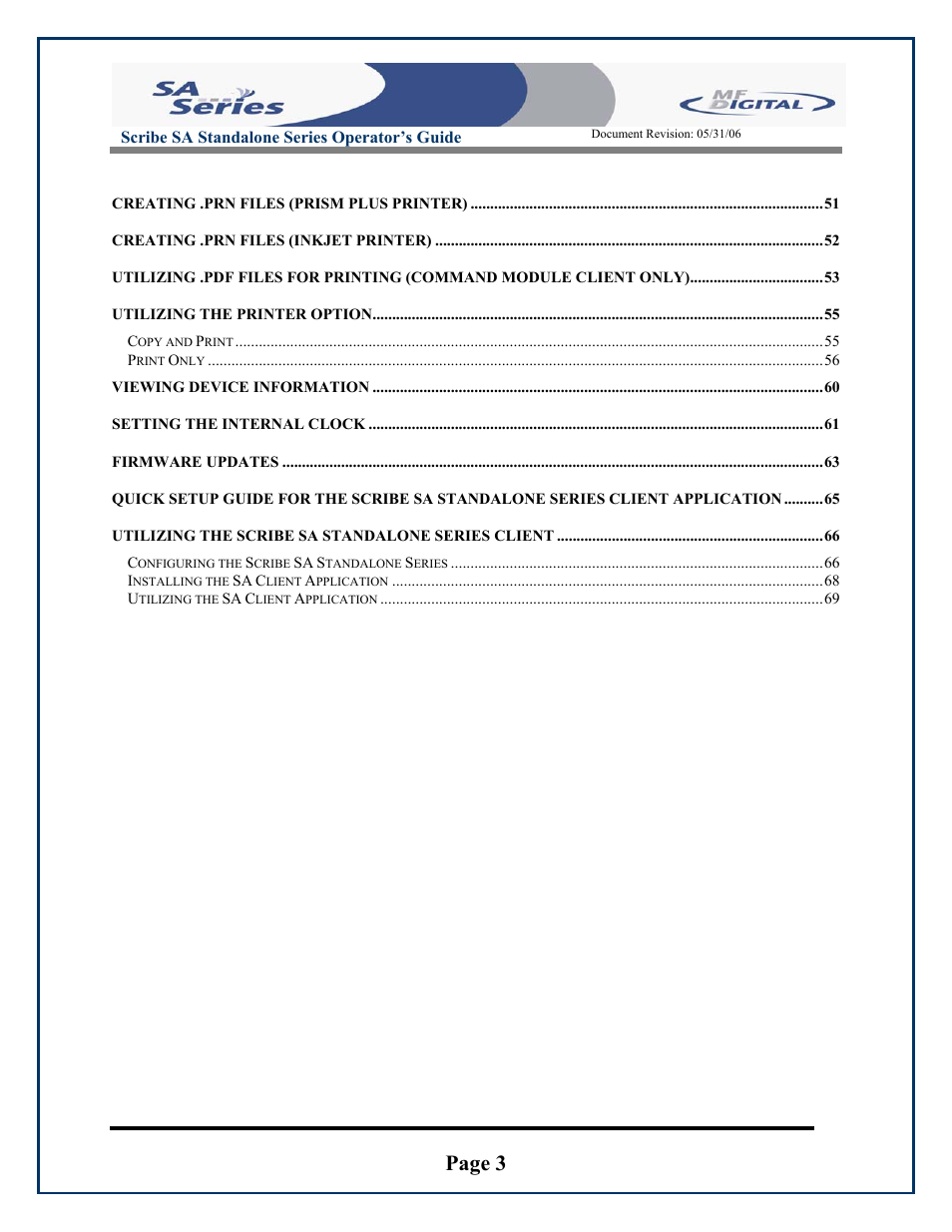 Page 3 | MF Digital SCRIBE SA 3000 User Manual | Page 3 / 72