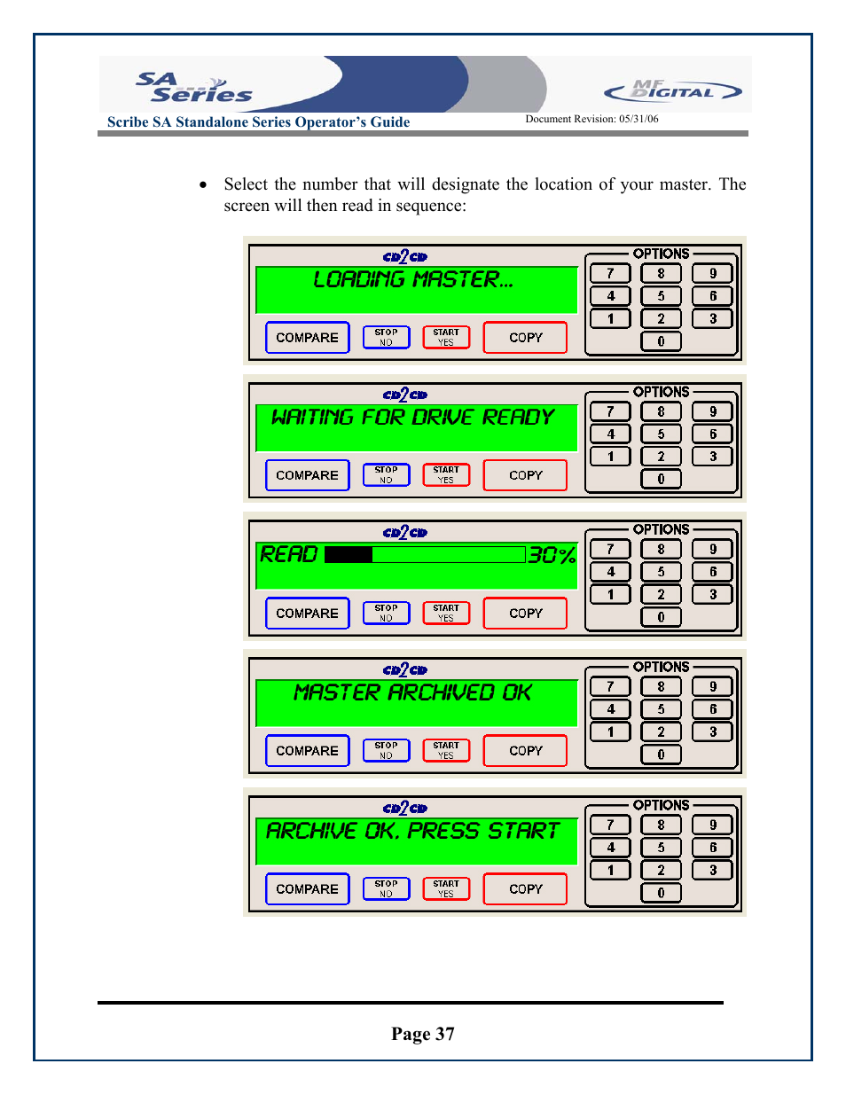 Page 37, Scribe sa standalone series operator’s guide | MF Digital SCRIBE SA 3000 User Manual | Page 37 / 72