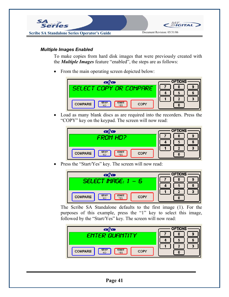 Page 41, Multiple images enabled, Scribe sa standalone series operator’s guide | MF Digital SCRIBE SA 3000 User Manual | Page 41 / 72