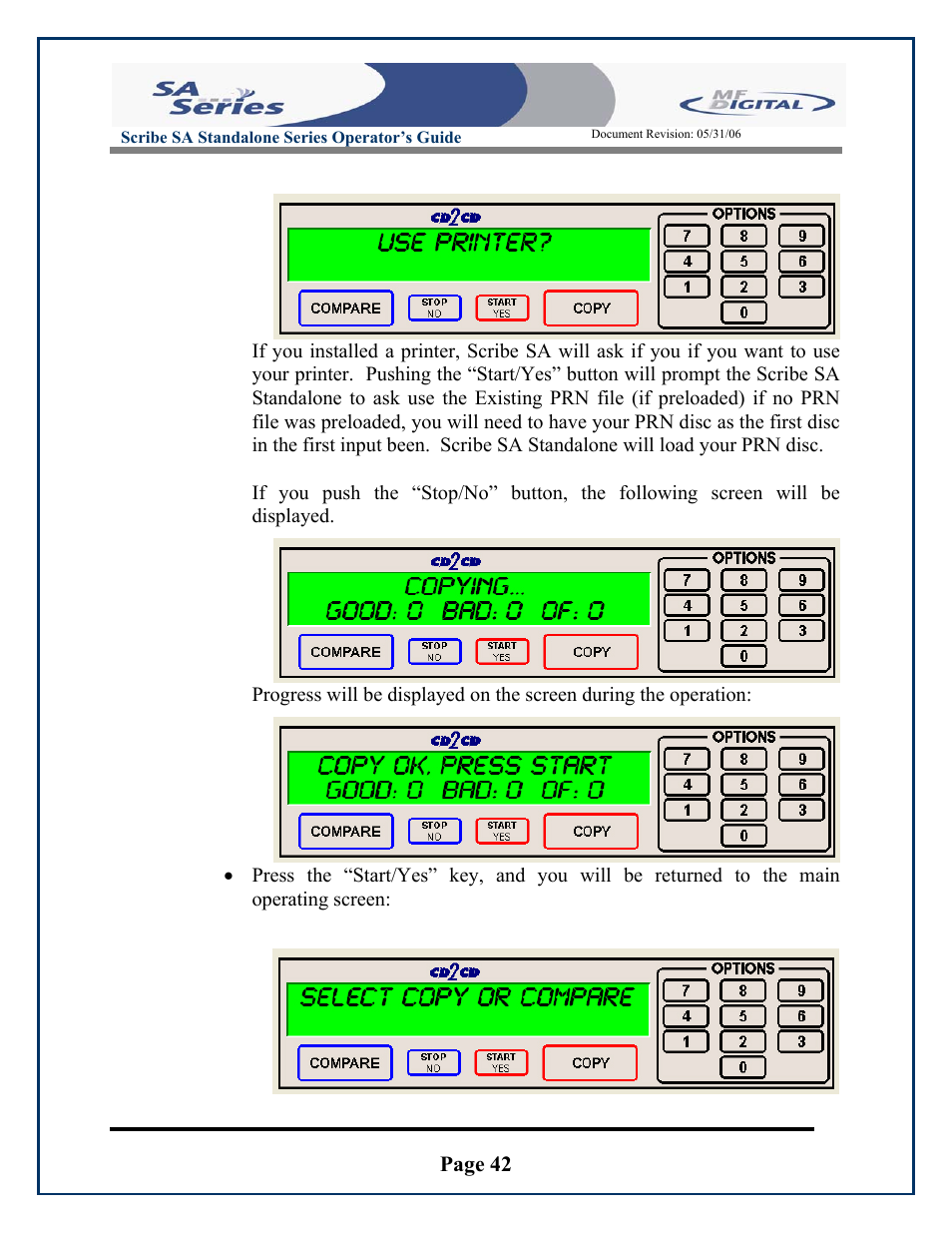 Page 42, Scribe sa standalone series operator’s guide | MF Digital SCRIBE SA 3000 User Manual | Page 42 / 72