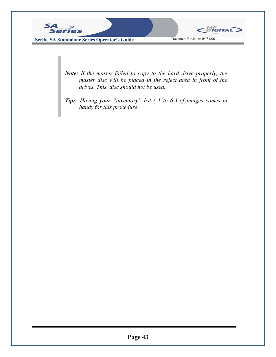 Page 43 | MF Digital SCRIBE SA 3000 User Manual | Page 43 / 72