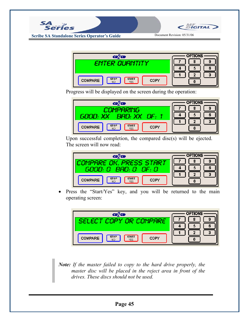 Page 45, Scribe sa standalone series operator’s guide | MF Digital SCRIBE SA 3000 User Manual | Page 45 / 72