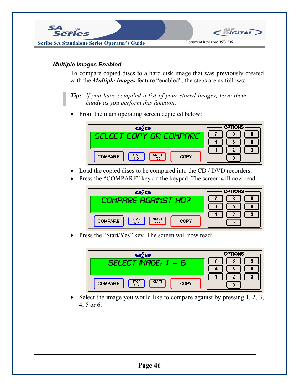 Page 46, Multiple images enabled, Scribe sa standalone series operator’s guide | MF Digital SCRIBE SA 3000 User Manual | Page 46 / 72