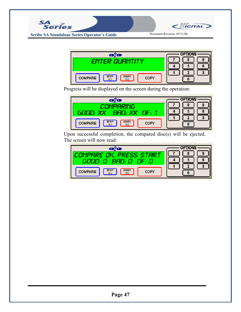 Page 47, Scribe sa standalone series operator’s guide | MF Digital SCRIBE SA 3000 User Manual | Page 47 / 72