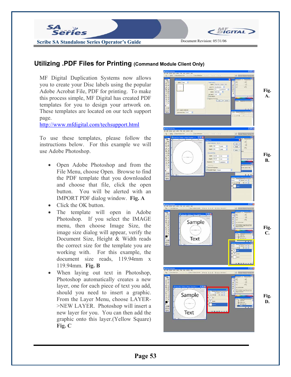 Page 53, Utilizing .pdf files for printing | MF Digital SCRIBE SA 3000 User Manual | Page 53 / 72