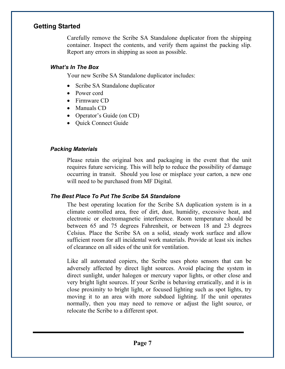 MF Digital SCRIBE SA 3000 User Manual | Page 7 / 72