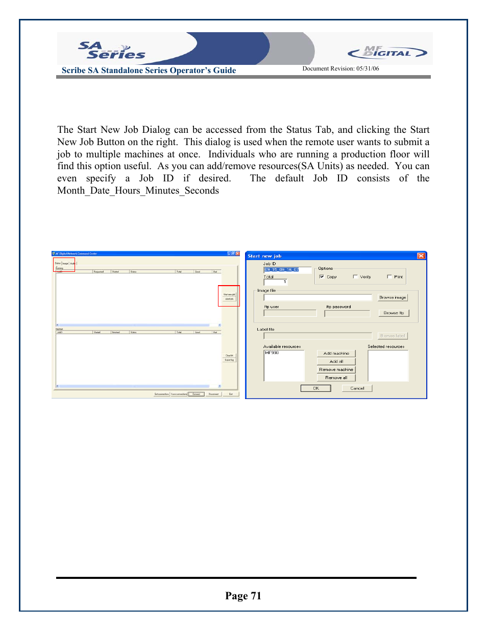 Page 71, Scribe sa standalone series operator’s guide | MF Digital SCRIBE SA 3000 User Manual | Page 71 / 72