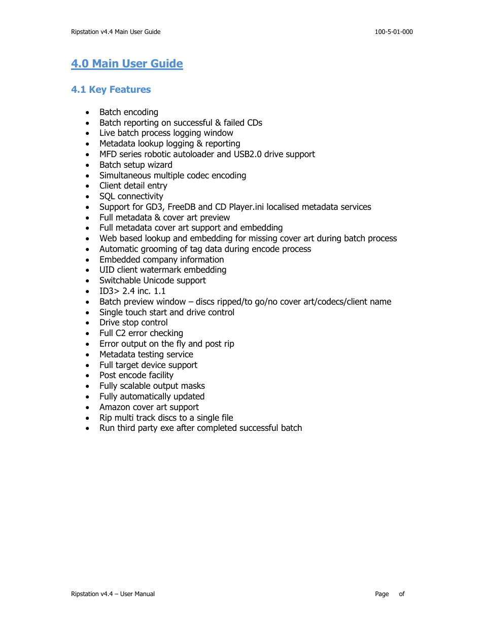 0 main user guide, Eatures | MF Digital Ripstation Lite v4.4.11.0 User Manual | Page 17 / 43