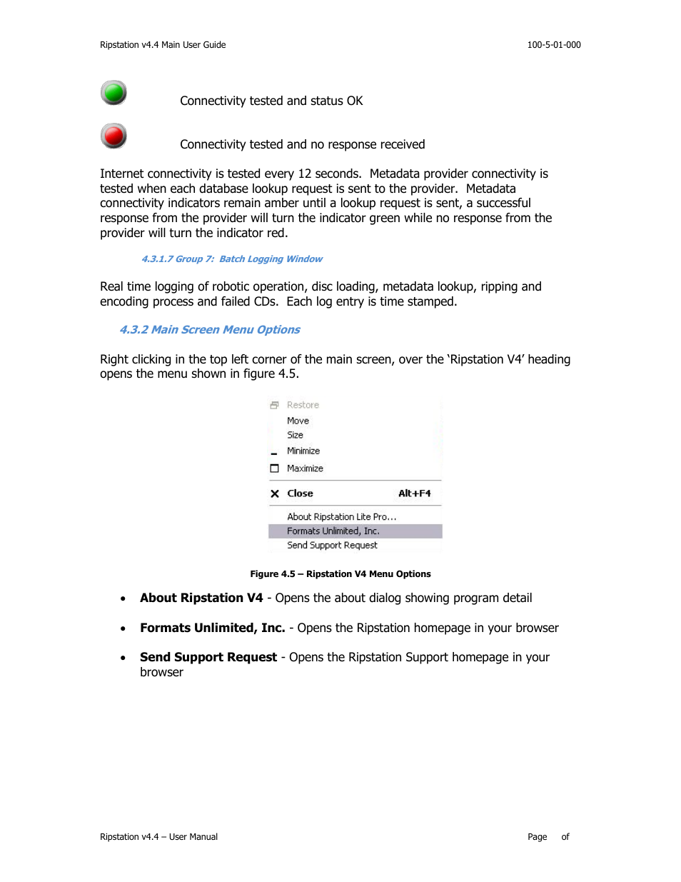 7 group 7: batch logging window, Creen, Ptions | MF Digital Ripstation Lite v4.4.11.0 User Manual | Page 23 / 43