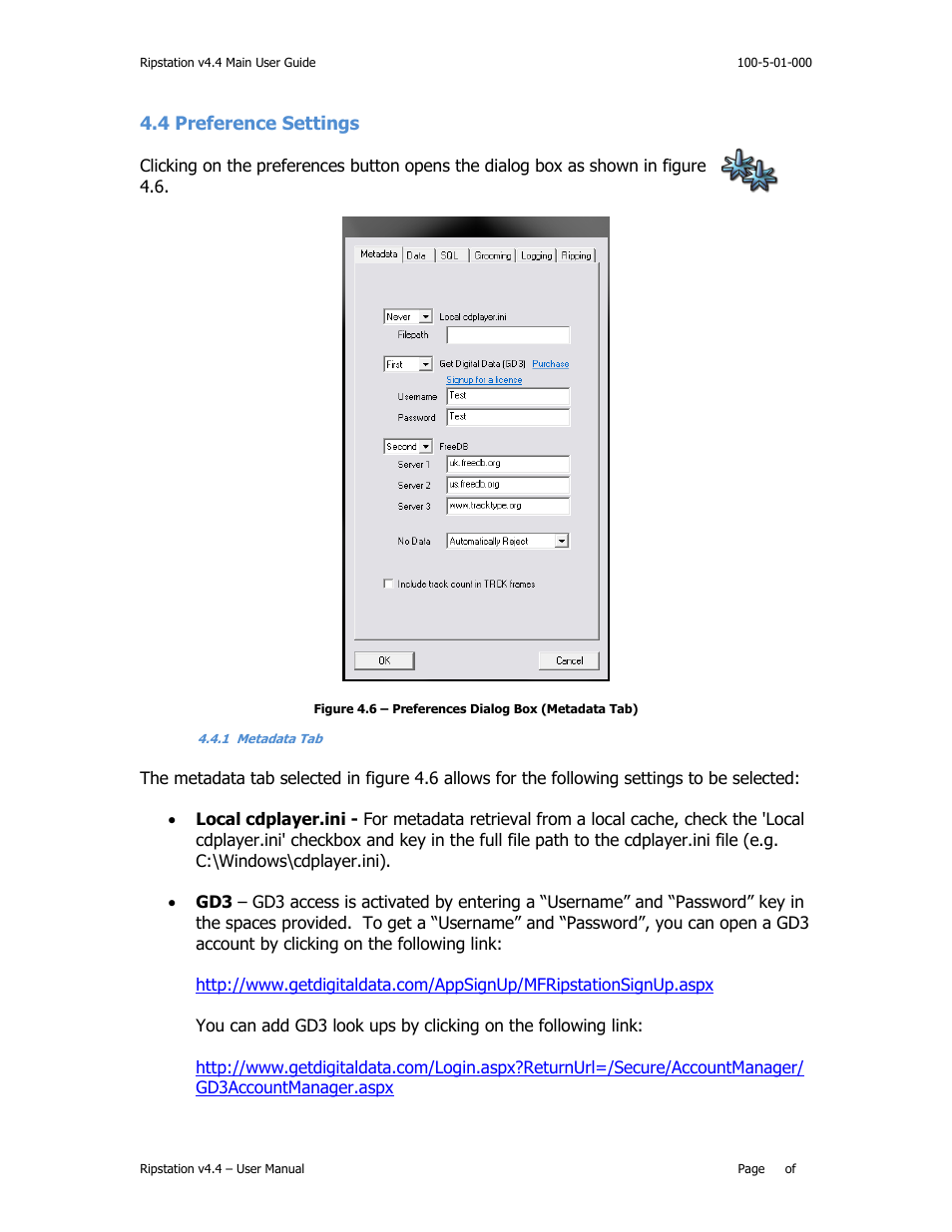 Reference, Ettings, 1 metadata tab | MF Digital Ripstation Lite v4.4.11.0 User Manual | Page 24 / 43