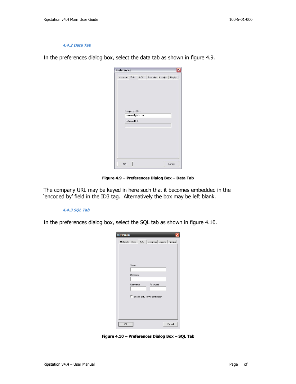2 data tab, 3 sql tab | MF Digital Ripstation Lite v4.4.11.0 User Manual | Page 27 / 43