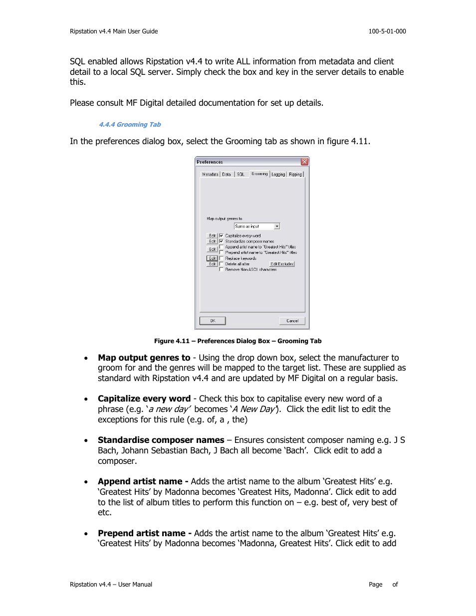 4 grooming tab | MF Digital Ripstation Lite v4.4.11.0 User Manual | Page 28 / 43