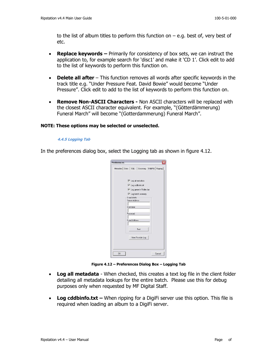 5 logging tab | MF Digital Ripstation Lite v4.4.11.0 User Manual | Page 29 / 43