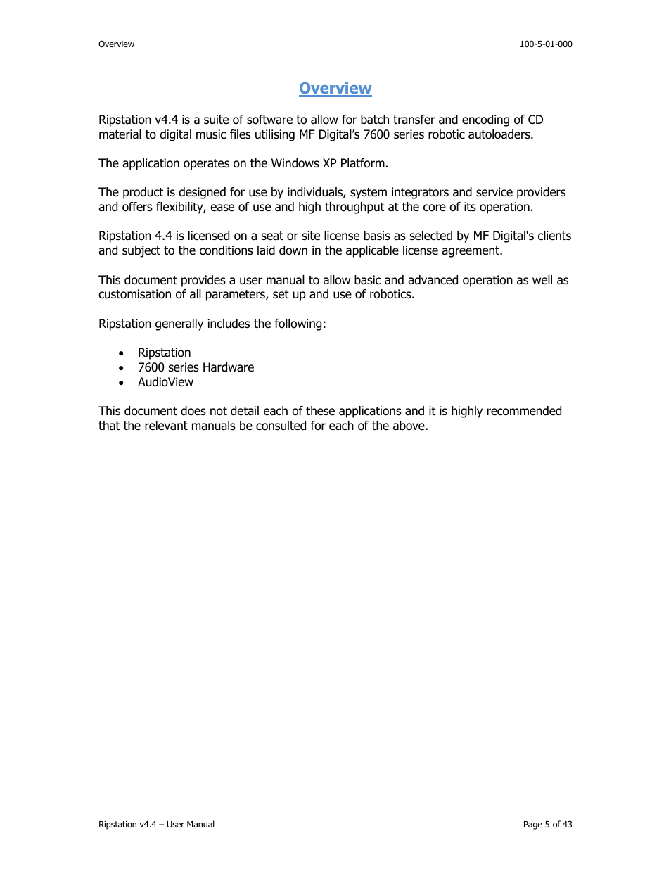 MF Digital Ripstation Lite v4.4.11.0 User Manual | Page 5 / 43