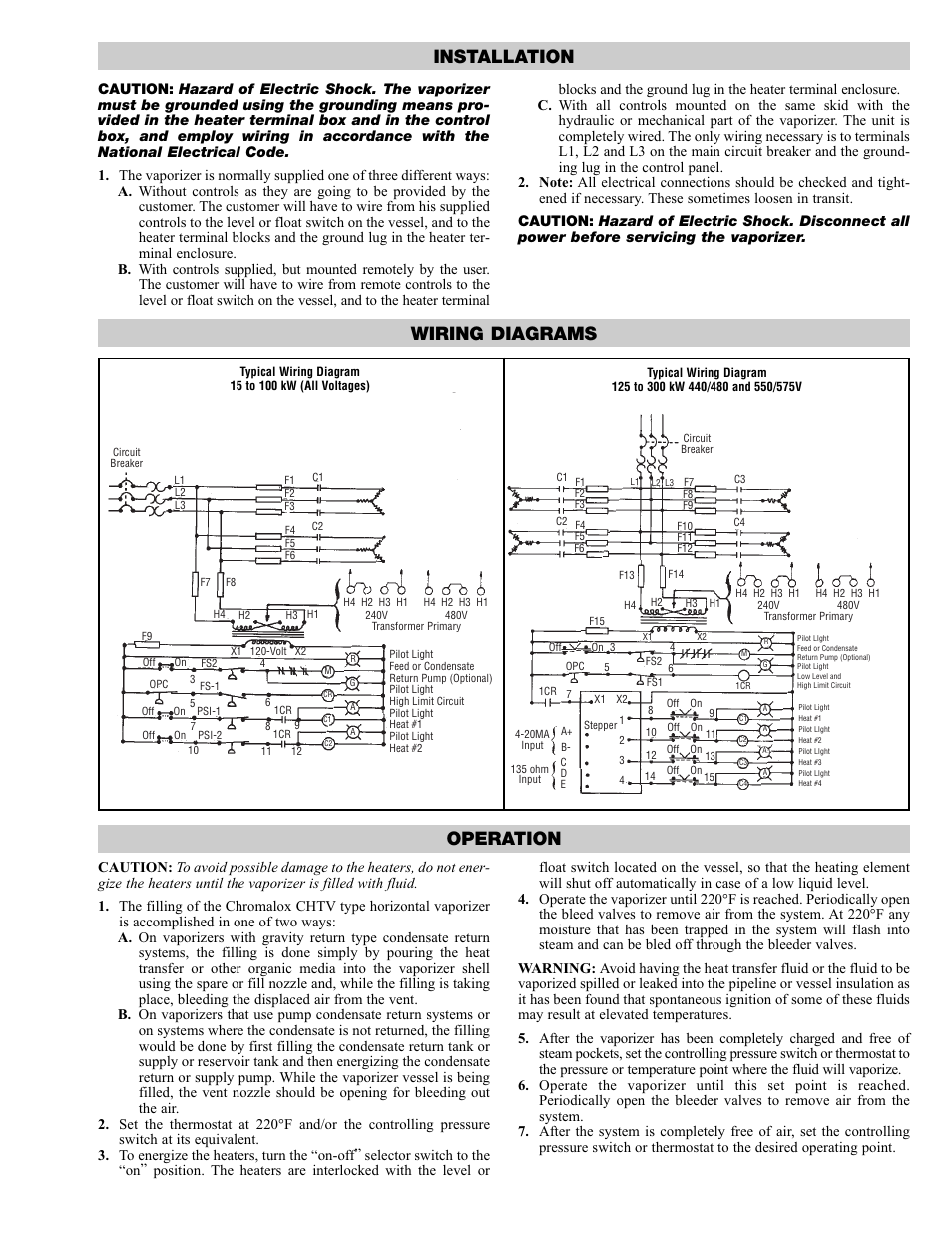 Installation wiring diagrams operation | Chromalox PQ431 User Manual | Page 3 / 4