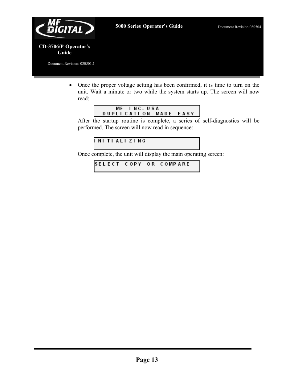 Page 13 | MF Digital 5000 Series User Manual | Page 14 / 65