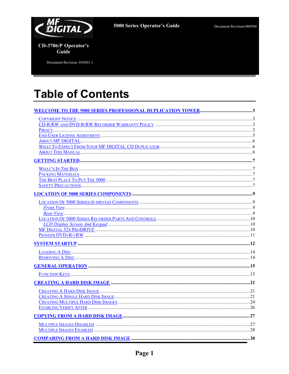 MF Digital 5000 Series User Manual | Page 2 / 65