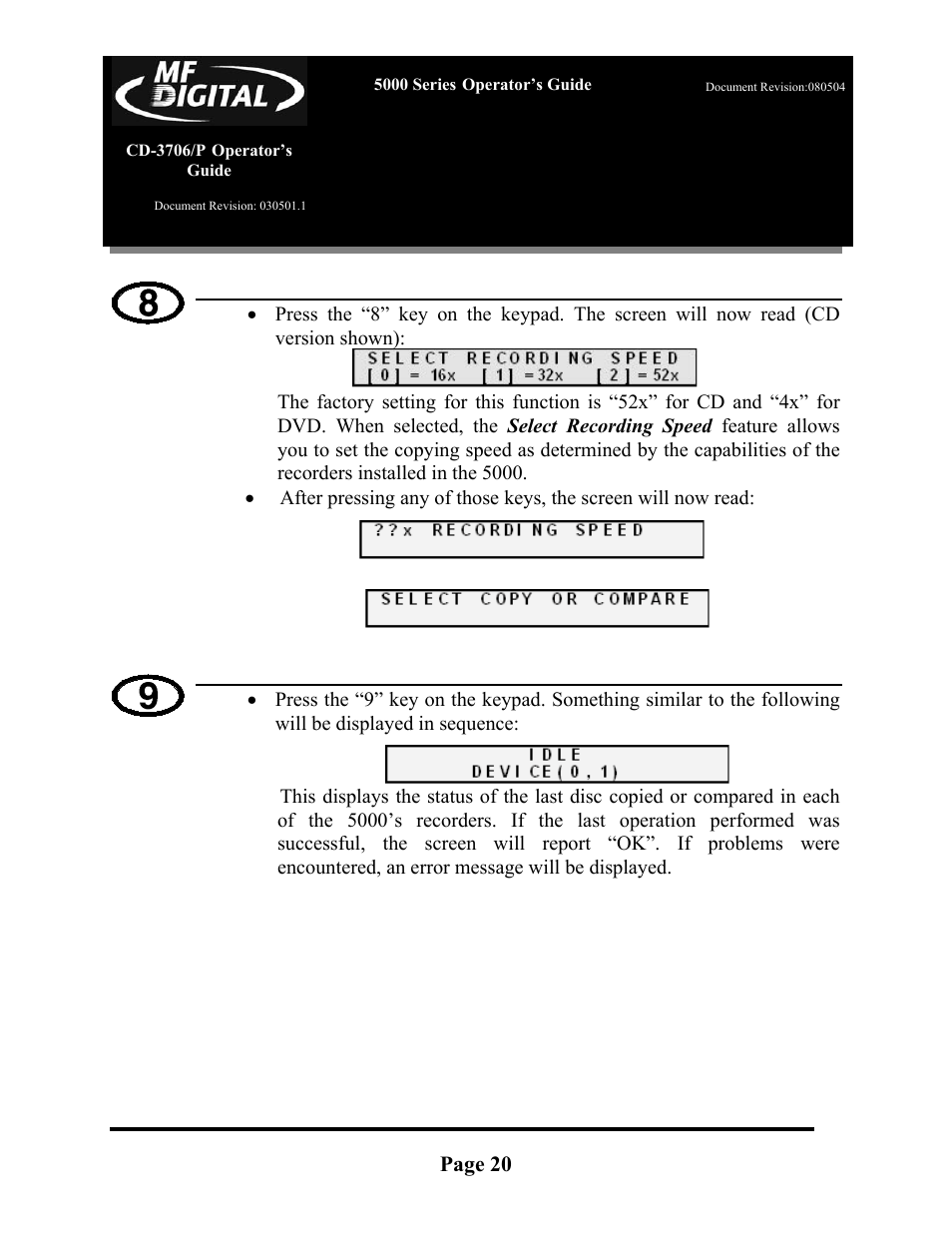 MF Digital 5000 Series User Manual | Page 21 / 65