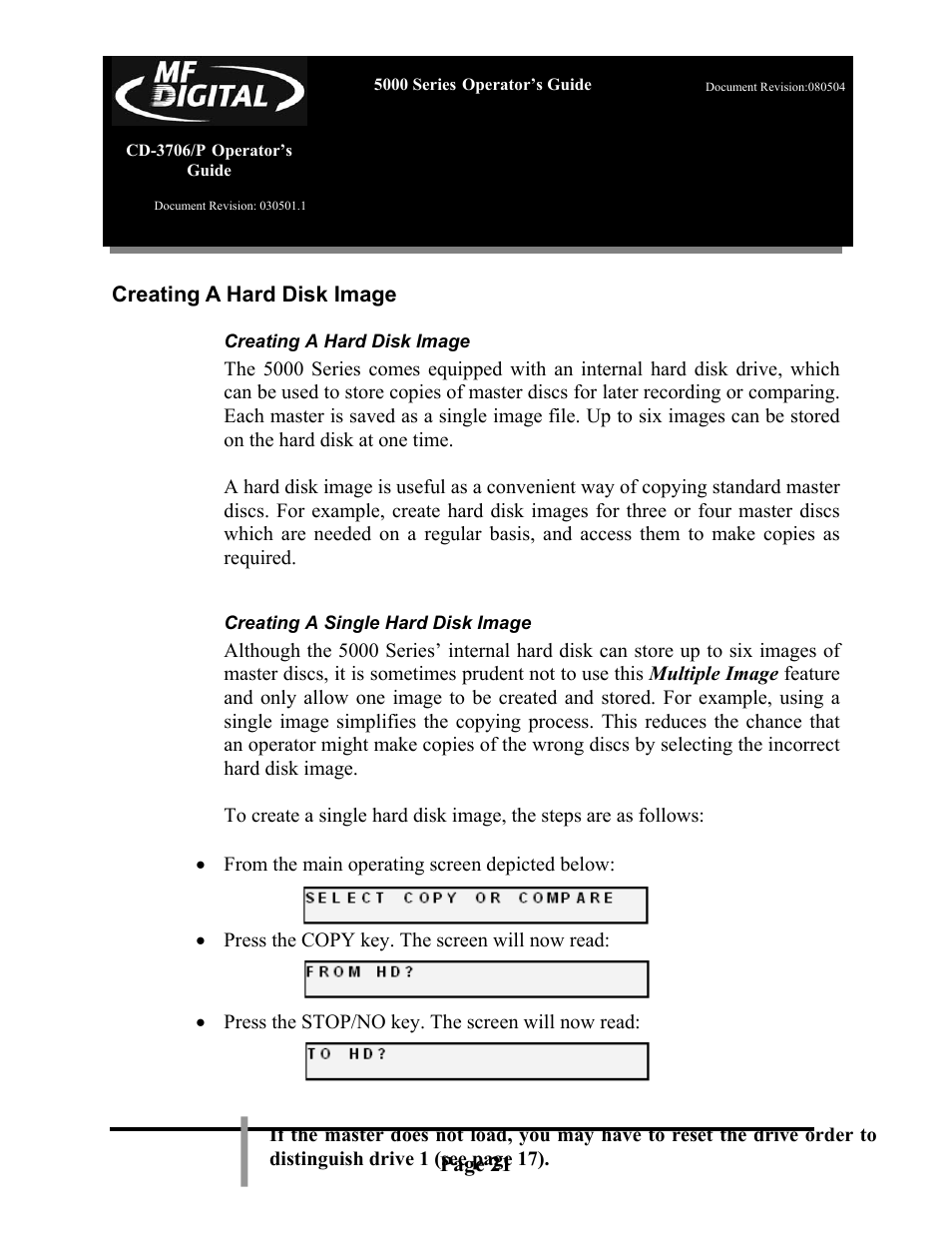 MF Digital 5000 Series User Manual | Page 22 / 65