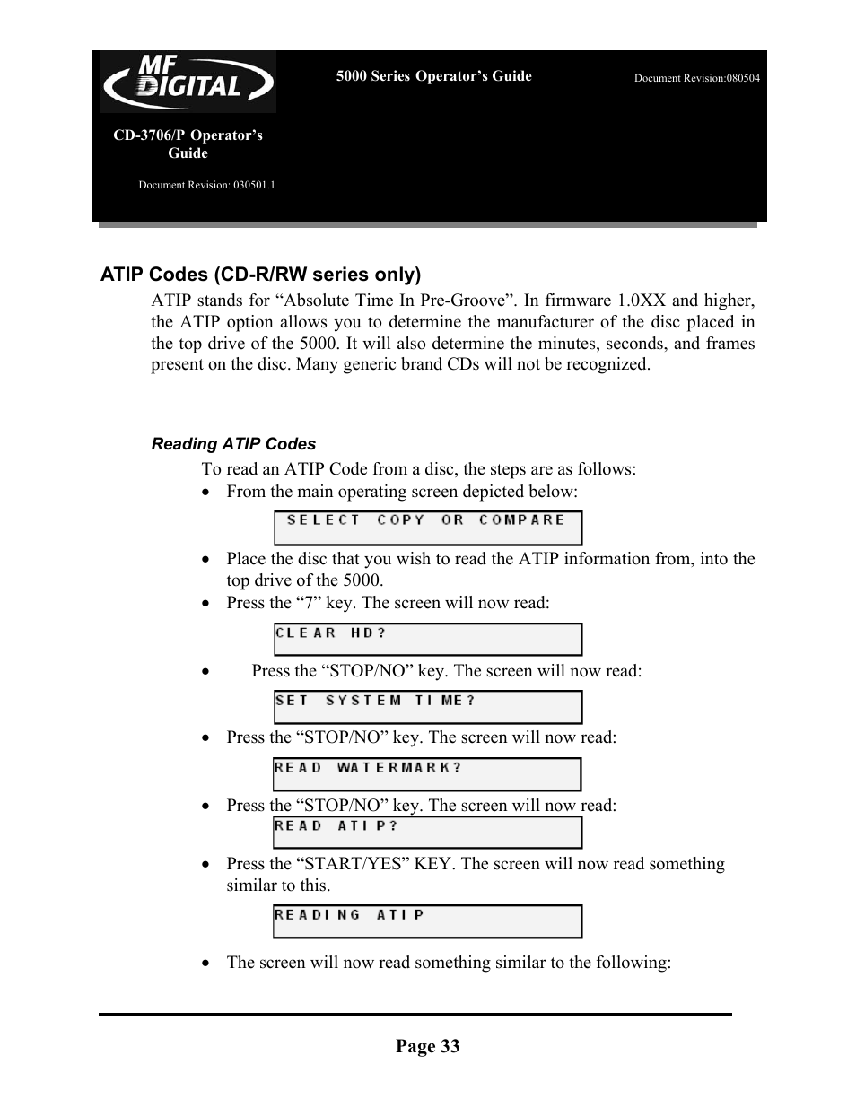 MF Digital 5000 Series User Manual | Page 34 / 65