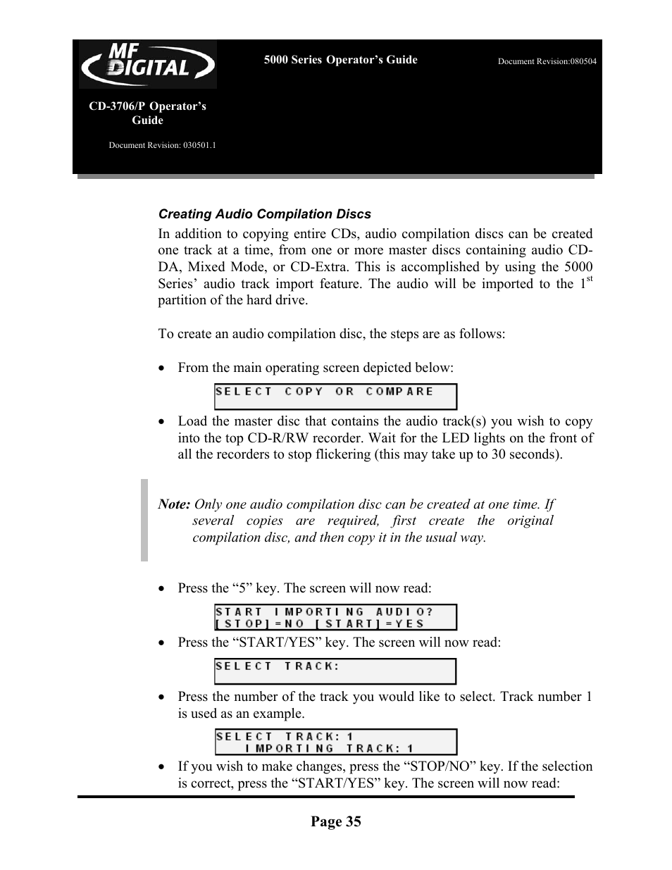 MF Digital 5000 Series User Manual | Page 36 / 65