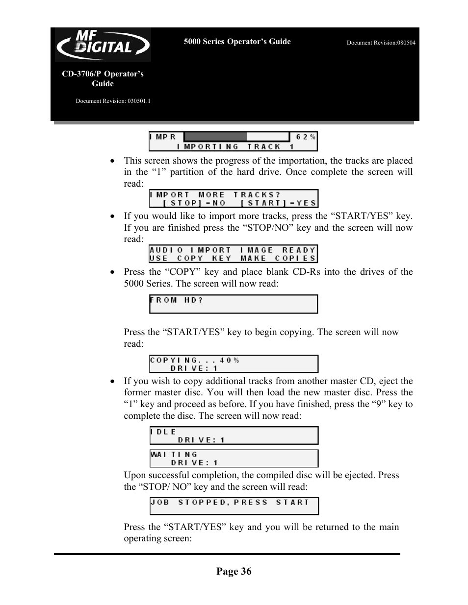 MF Digital 5000 Series User Manual | Page 37 / 65