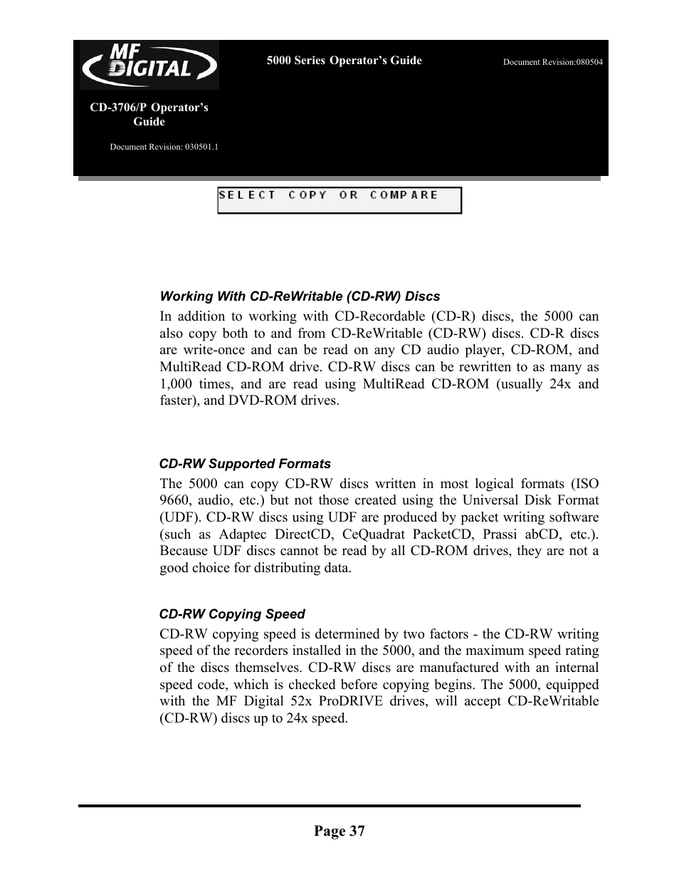 Page 37 | MF Digital 5000 Series User Manual | Page 38 / 65