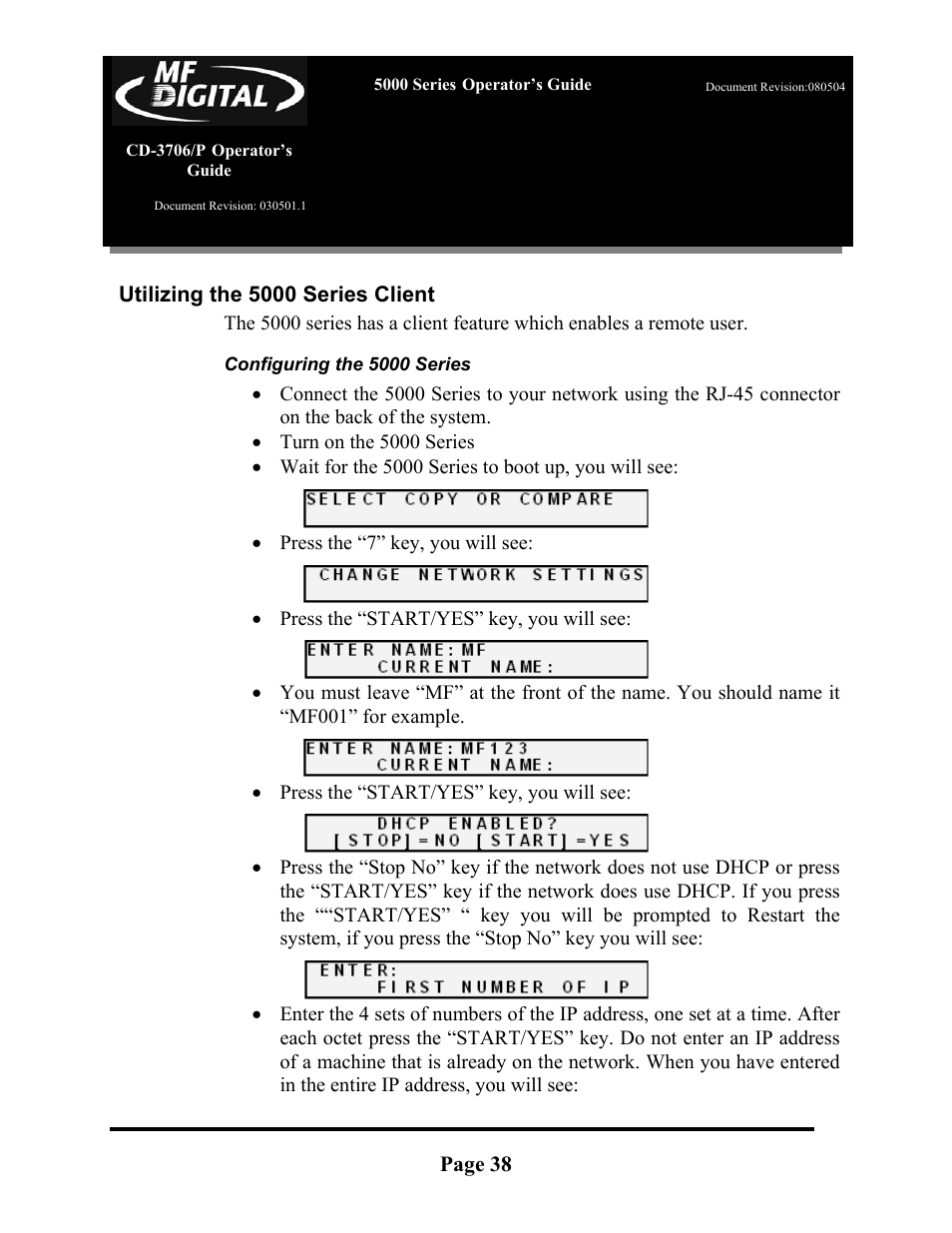 MF Digital 5000 Series User Manual | Page 39 / 65