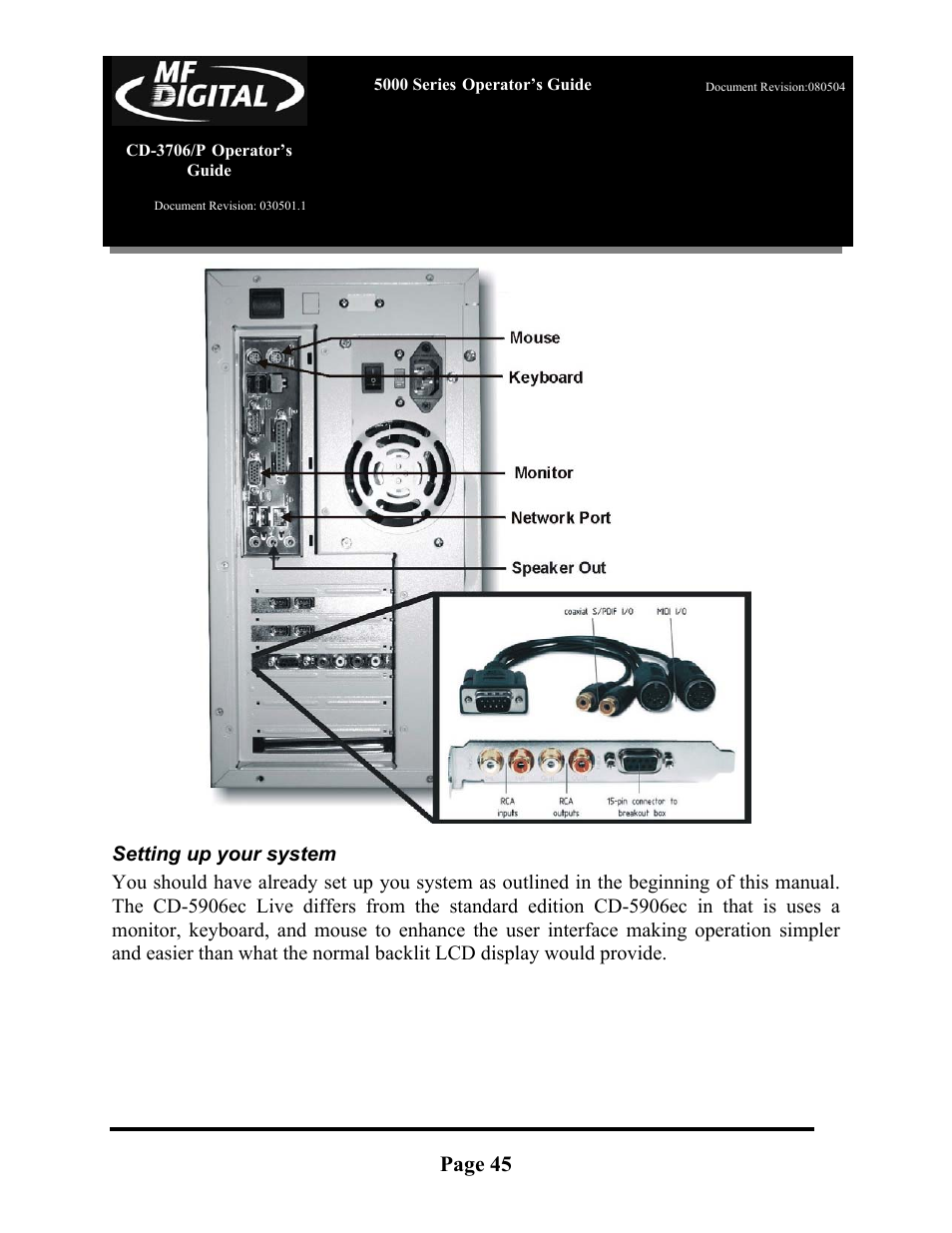 Page 45 | MF Digital 5000 Series User Manual | Page 46 / 65