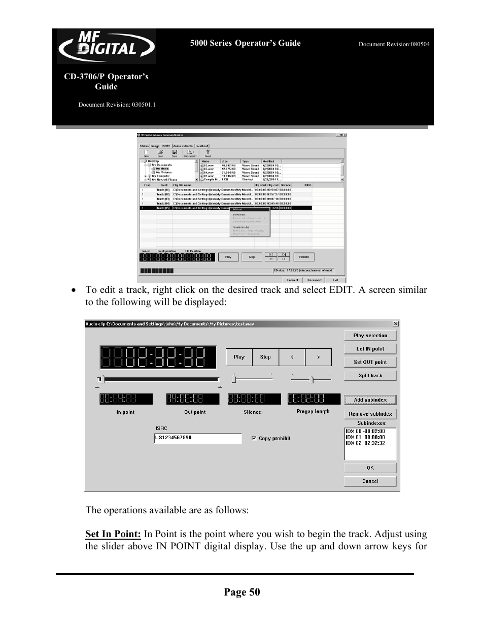 Page 50 | MF Digital 5000 Series User Manual | Page 51 / 65