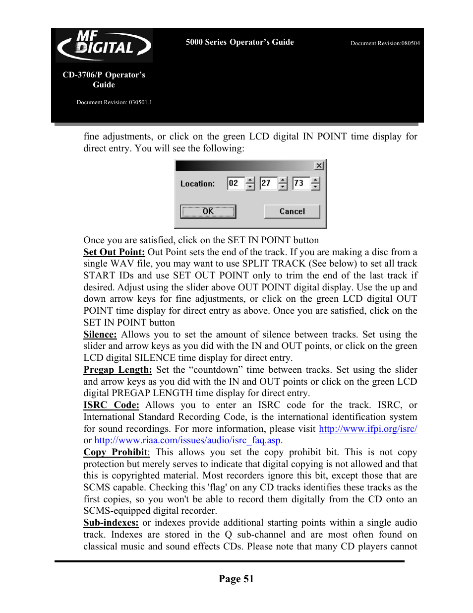 MF Digital 5000 Series User Manual | Page 52 / 65