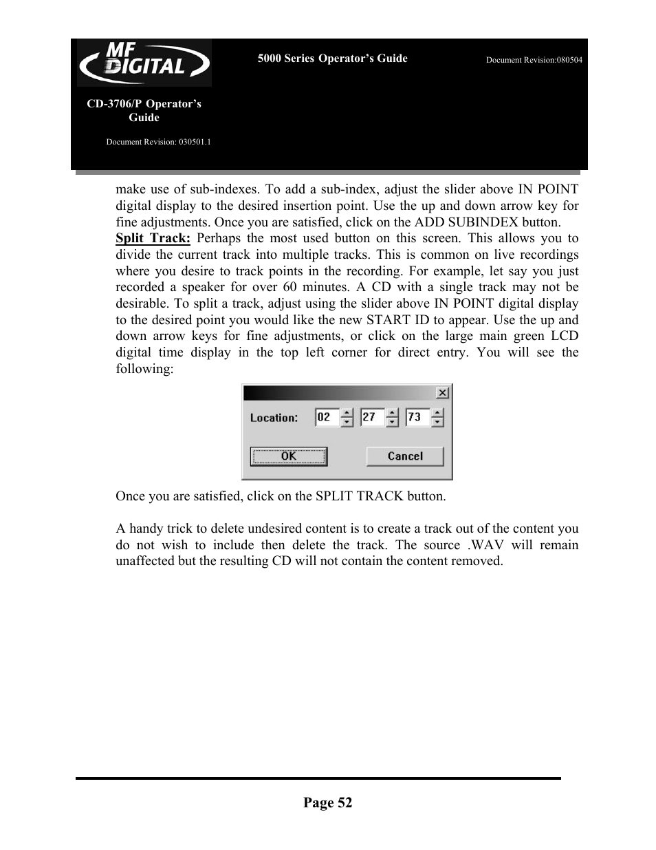 Page 52 | MF Digital 5000 Series User Manual | Page 53 / 65