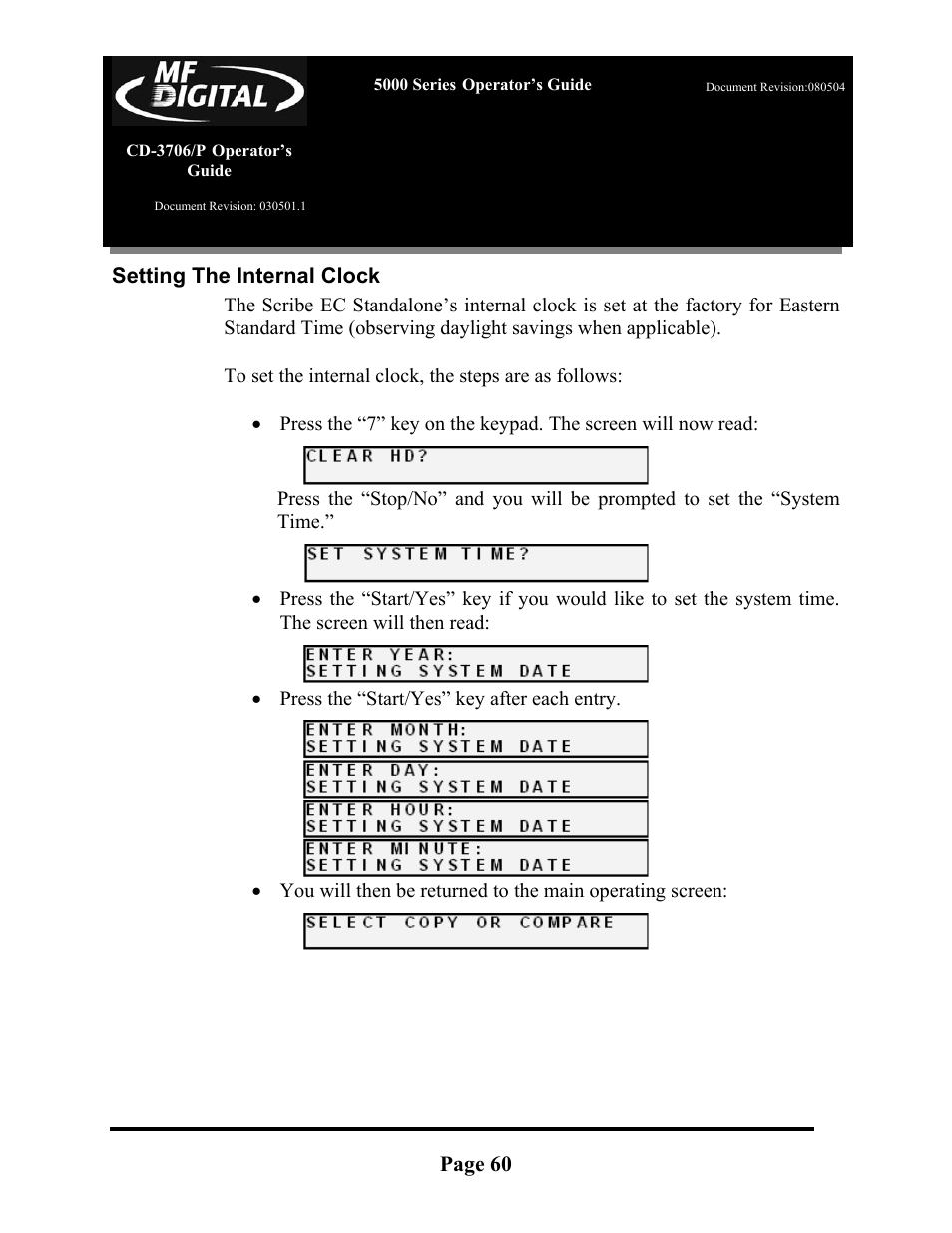 MF Digital 5000 Series User Manual | Page 61 / 65