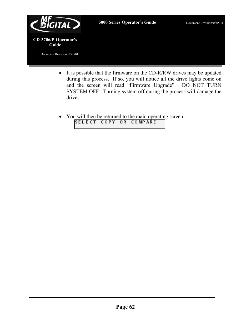 Page 62 | MF Digital 5000 Series User Manual | Page 63 / 65