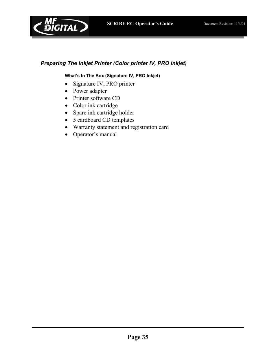 Page 35 | MF Digital SCRIBE EC PC-Based Series User Manual | Page 36 / 91