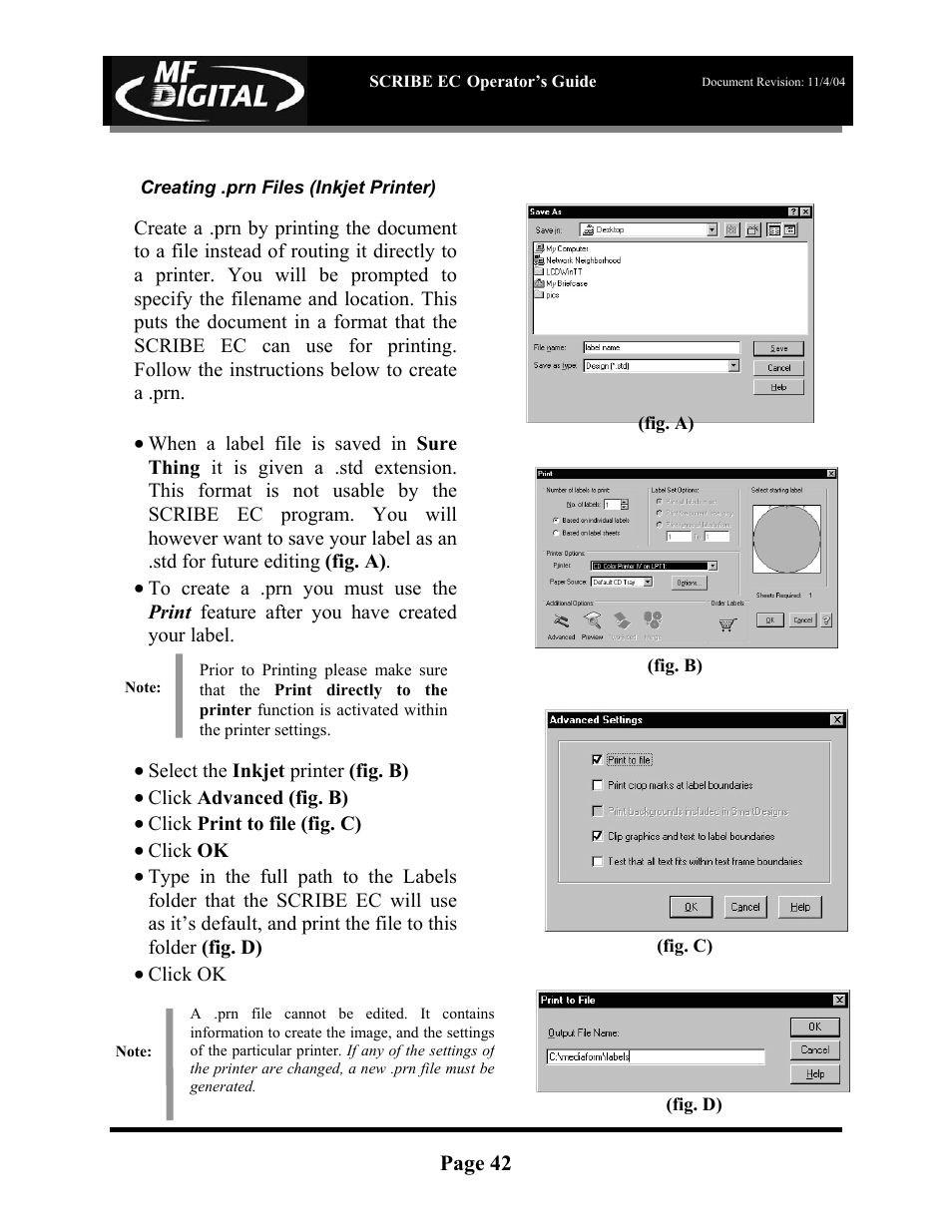 MF Digital SCRIBE EC PC-Based Series User Manual | Page 43 / 91