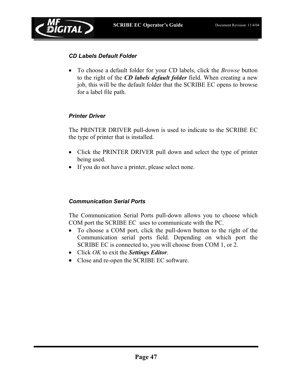 MF Digital SCRIBE EC PC-Based Series User Manual | Page 48 / 91
