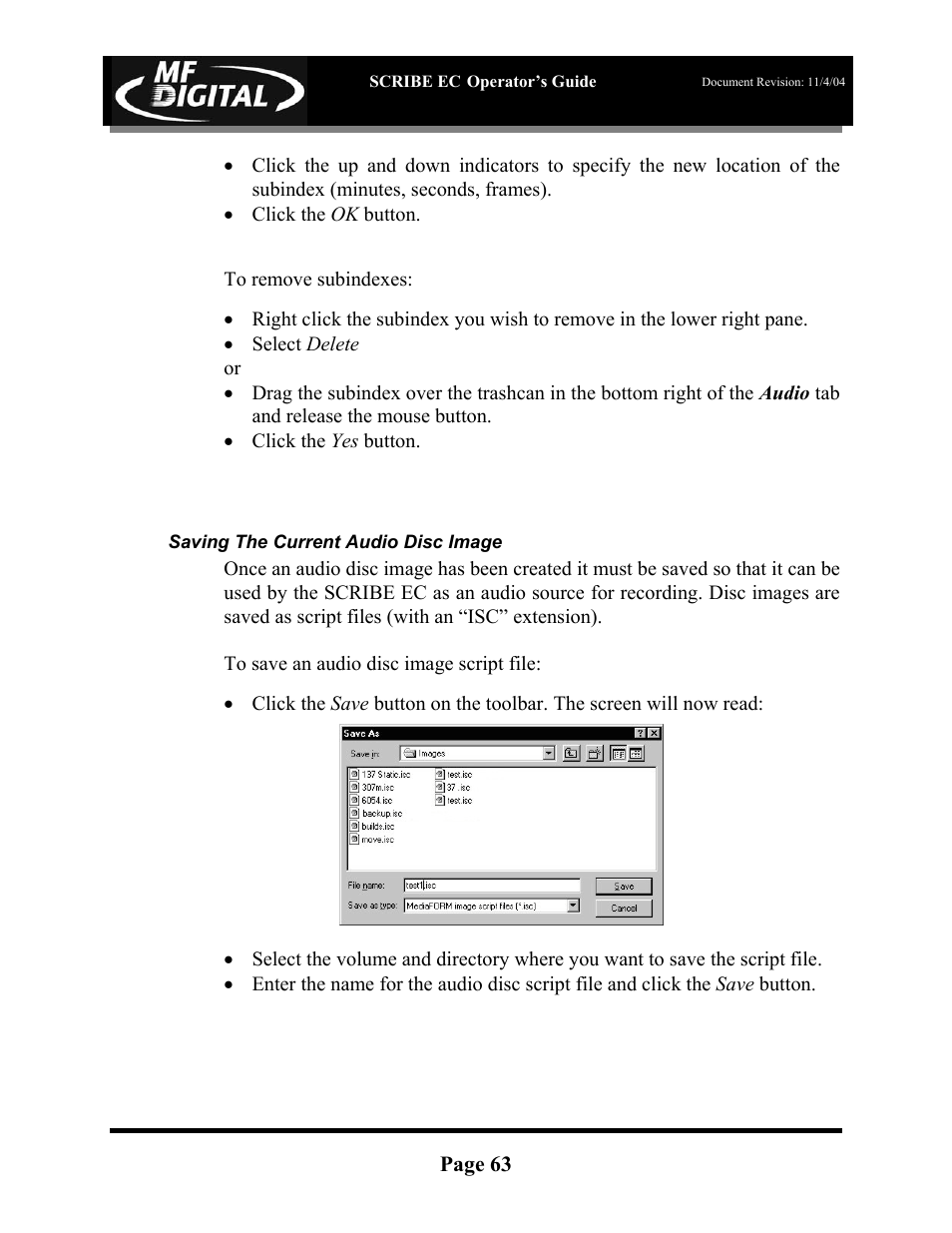 MF Digital SCRIBE EC PC-Based Series User Manual | Page 64 / 91