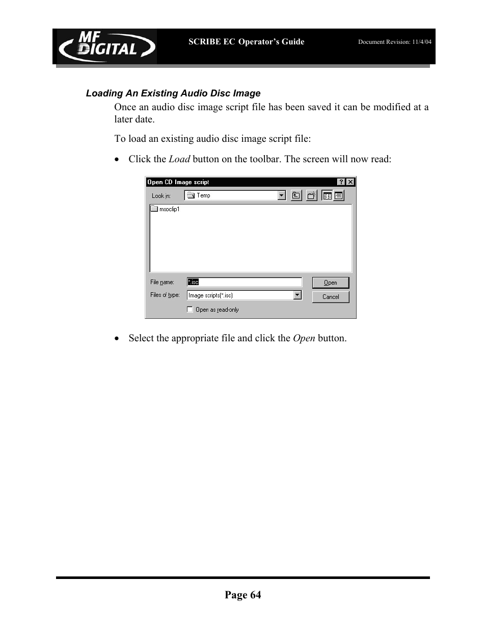 MF Digital SCRIBE EC PC-Based Series User Manual | Page 65 / 91